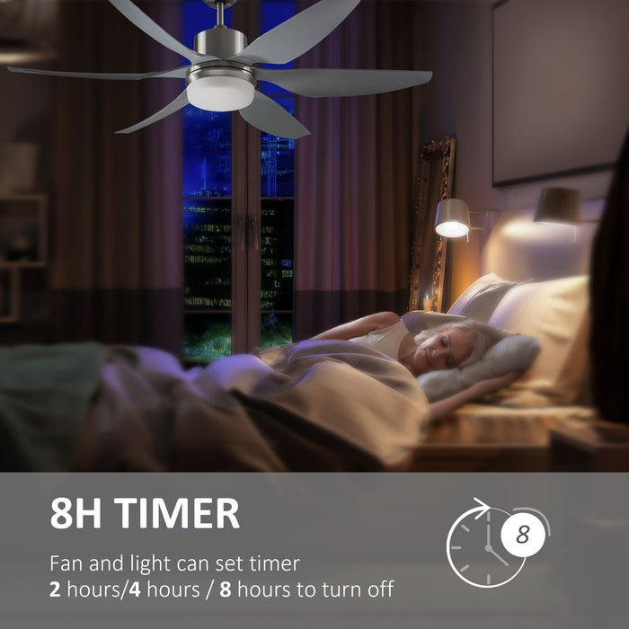 Sparkling Reversible Ceiling Fan, 3 Blades LED Light & Remote - HOMCOM