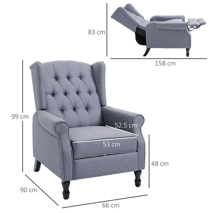 Luxury Recliner Armchair | Fabric Reclining Chair w/ Footrest | Light Grey | Free Shipping