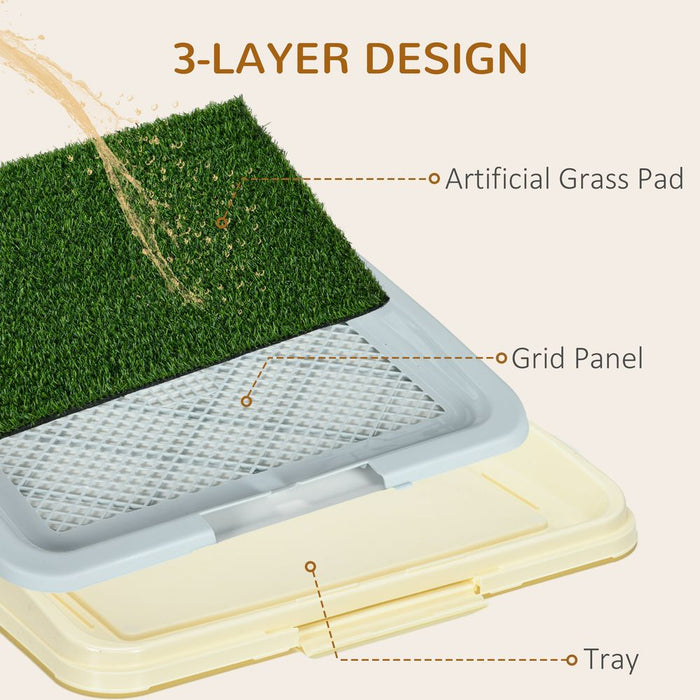 PawHut Dog Toilet - Indoor w/ Artificial Grass, Grid Panel, Tray - 63x48.5cm