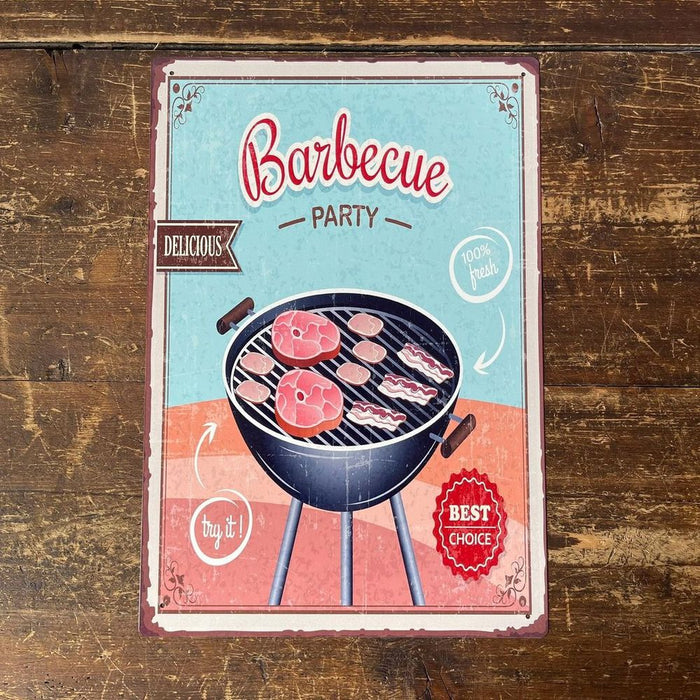 High-Quality Vintage Metal Sign - Retro BBQ Party Sign