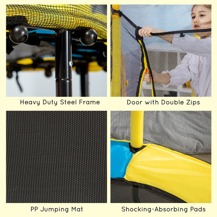 4.6FT Kids Trampoline with Enclosure, for Kids 1-10 Years - Yellow