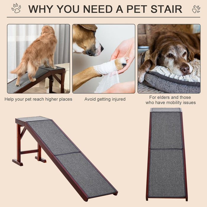 Pet Ramp for Dogs Cats W/ Non-Slip Carpet for Bed Sofa, 188x40.5x63.5cm Pawhut