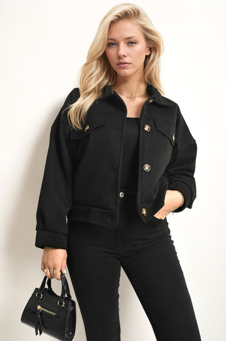 Premium Quality Flap Pocket Crop Jacket - Elevate Your Style Game Now!