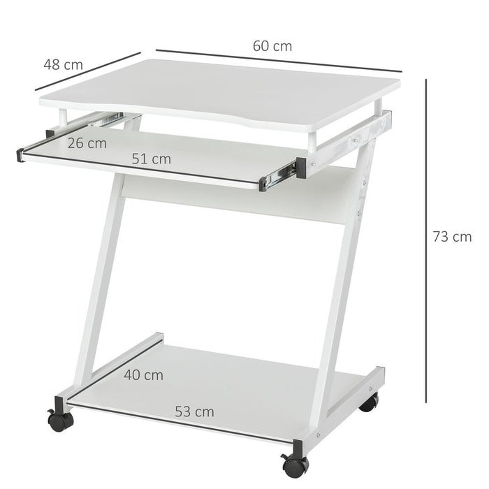 High-Quality Metal Computer Desk with Sliding Keyboard Tray & 4 Moving Wheels