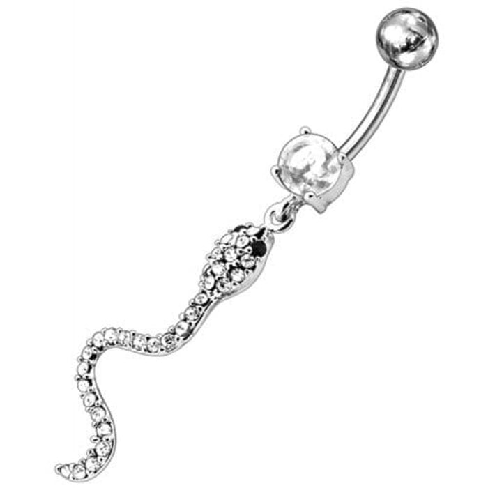 Jeweled Snake Dangling Belly Ring