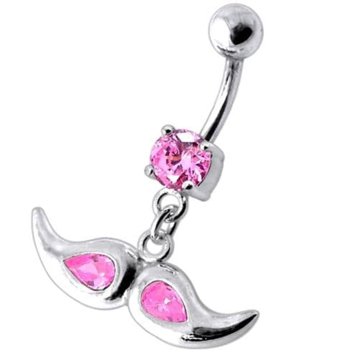 Jeweled mustache Dangling Belly Ring