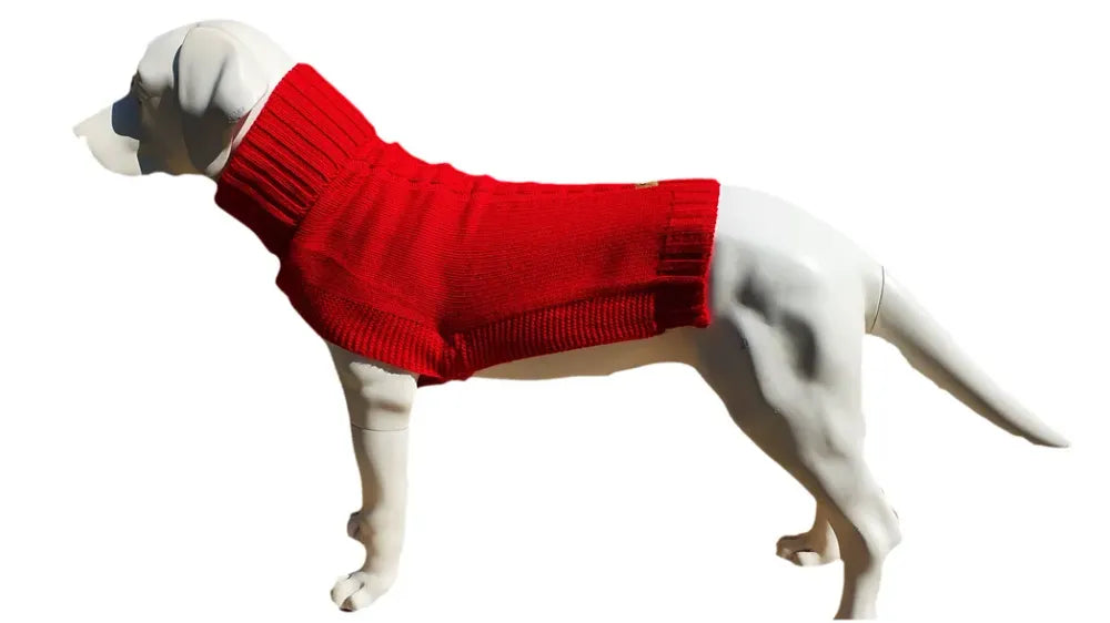 The Contemporary Red Jazz Dog Jumper - High Quality Cableknit Design