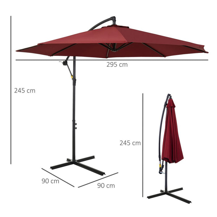 High-Quality Garden Banana Parasol Umbrella w/ Base - Outsunny