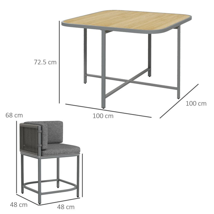 Outsunny Rattan Dining Sets, Cube Garden Furniture, Space-saving Design, Grey