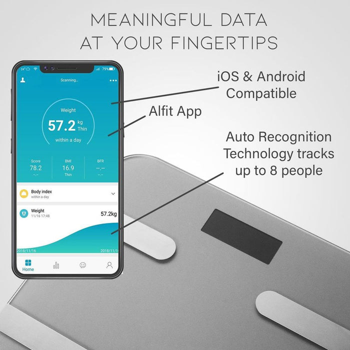 Aquarius 16-in-1 Health Bluetooth Smart Scale, Silver