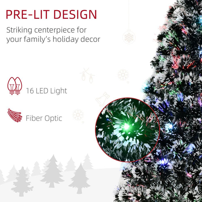 4ft Artificial Prelit Christmas Tree Snow Tree LED Fiber Optics Green White