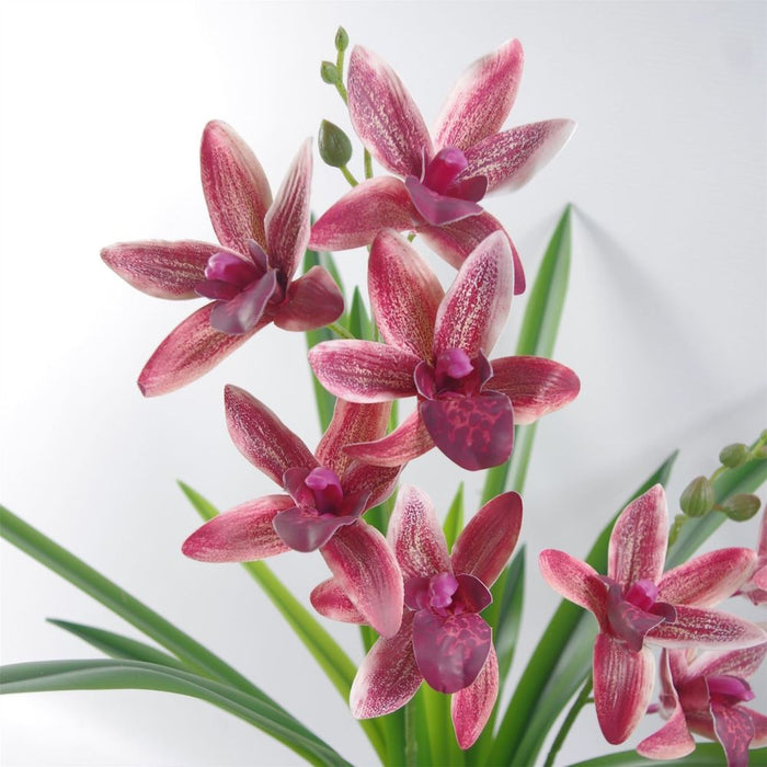 High-Quality 50cm Dark Pink Artificial Orchid in Ceramic Planter