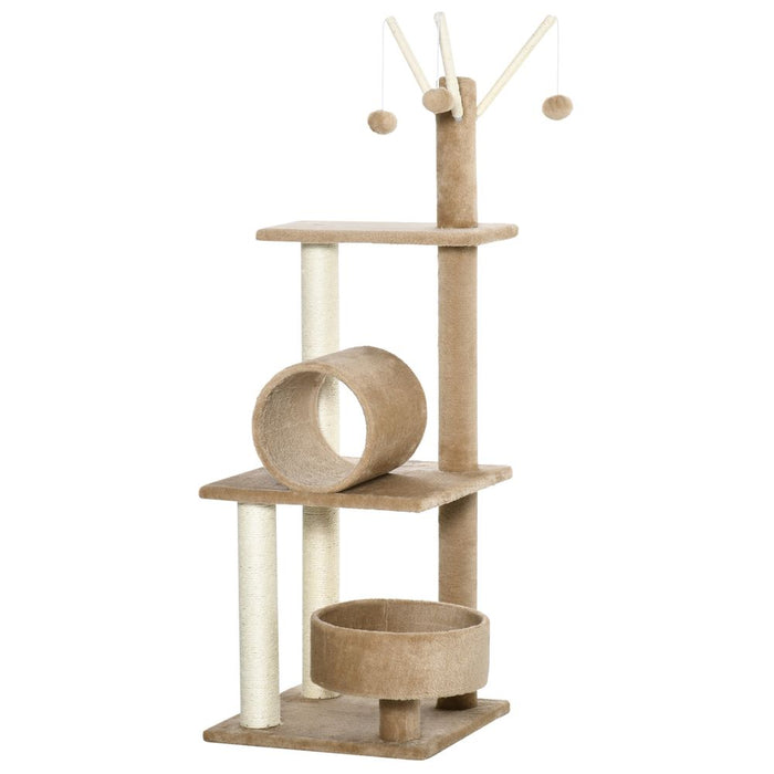 Deluxe 1.21m Cat Tree Tower w/Scratching Posts Bed Tunnel Toy - Pawhut