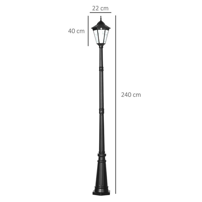 Outdoor LED Solar Lamp Post Light | 2.4m Garden Path Lighting | Antique Style & Energy Efficient