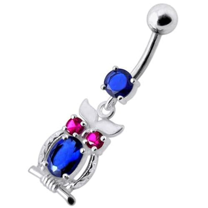 Jeweled Owl Dangling Navel Bar