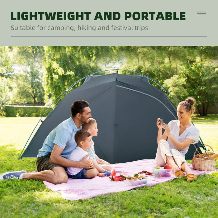 Camping Tent Compact 2 Person Dome Tent for Hiking & Garden - Dark Grey