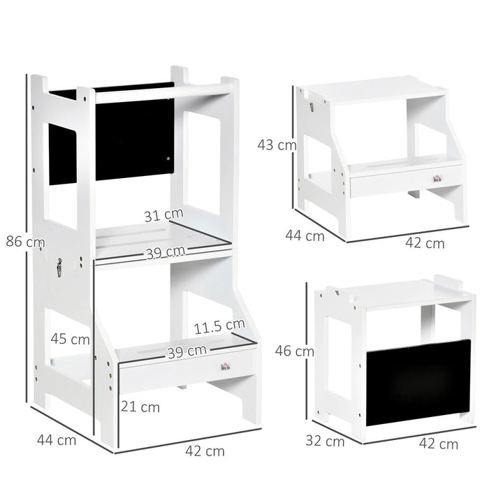 2-in-1 Kids Kitchen Step Stool - Safety Rail Learning Tower - Professional Quality