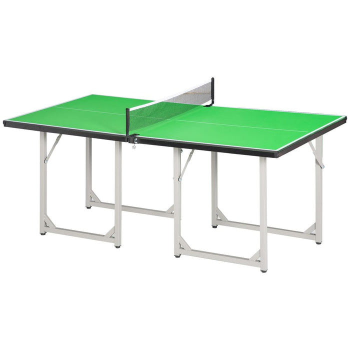 HOMCOM 6ft 182cm Mini Table Tennis Table Folding Ping Pong Table with Net Multi-Use Table for Indoor Outdoor Game, Green