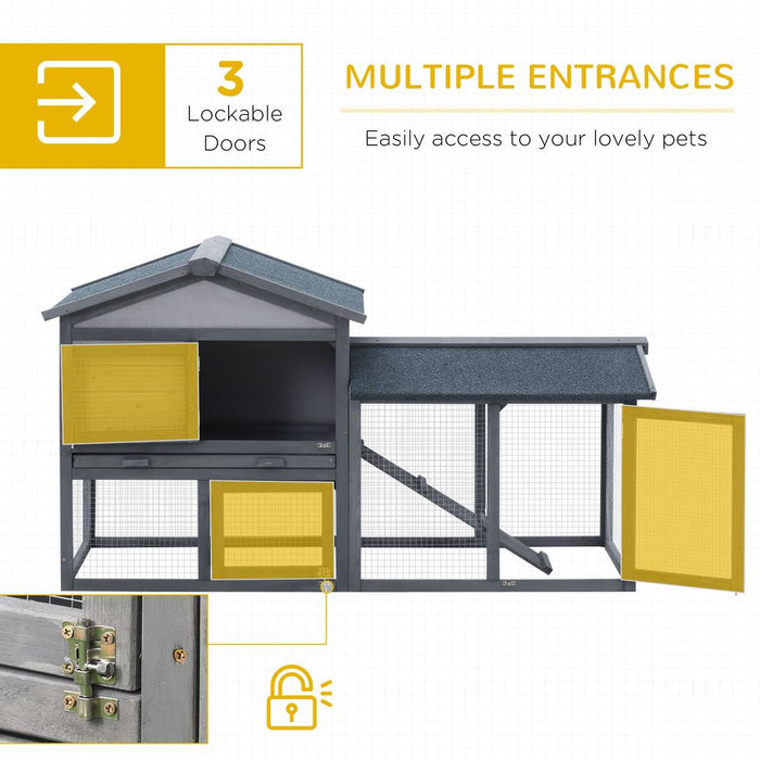 Premium 5ft Wooden Rabbit Hutch with Run - Best Quality Outdoor Pet House for Guinea Pigs - 2 Tiers, Professional Seller