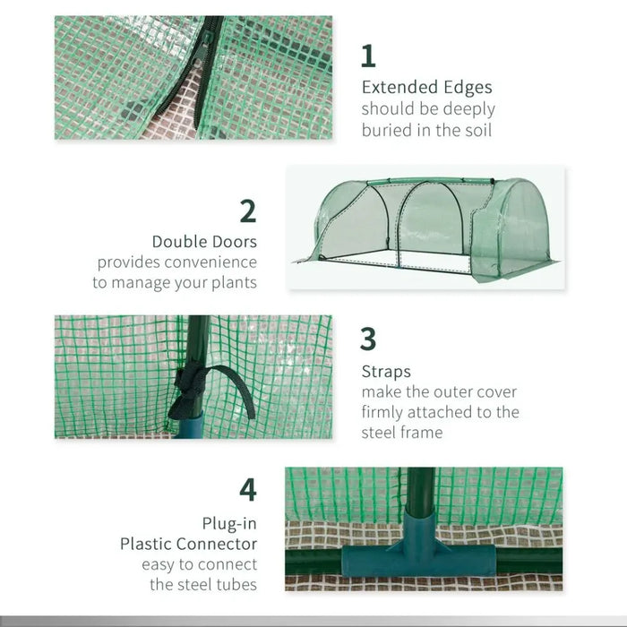 Tunnel Greenhouse Steel Frame Garden 200x100x80cm - Protect Plants, Best Quality