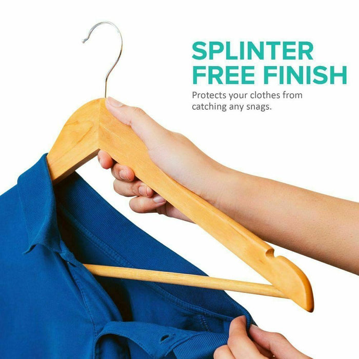 20-Pack X20 Wooden Coat Hangers | Premium Quality | Suit Garment Clothes | Space Efficient