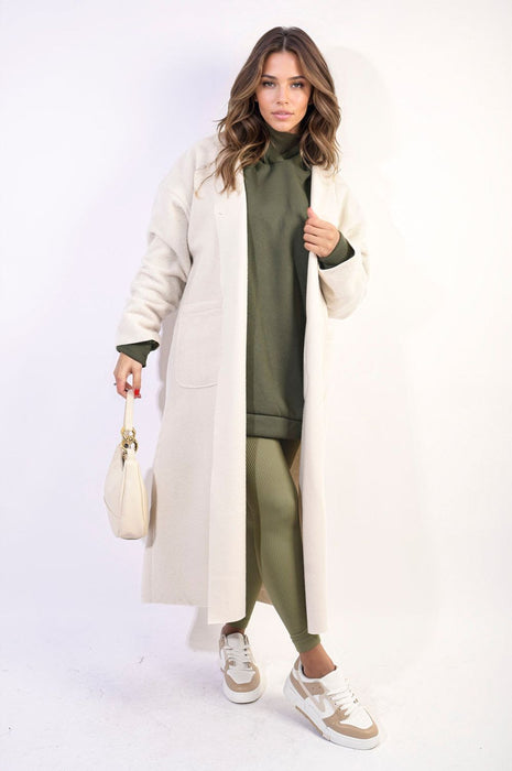 Open Front Pocket Long Loose Coat