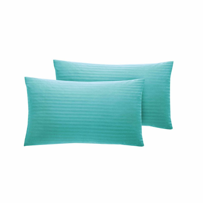 300 TC - 100% Cotton Sateen Stripe Pillowcase Pair Teal