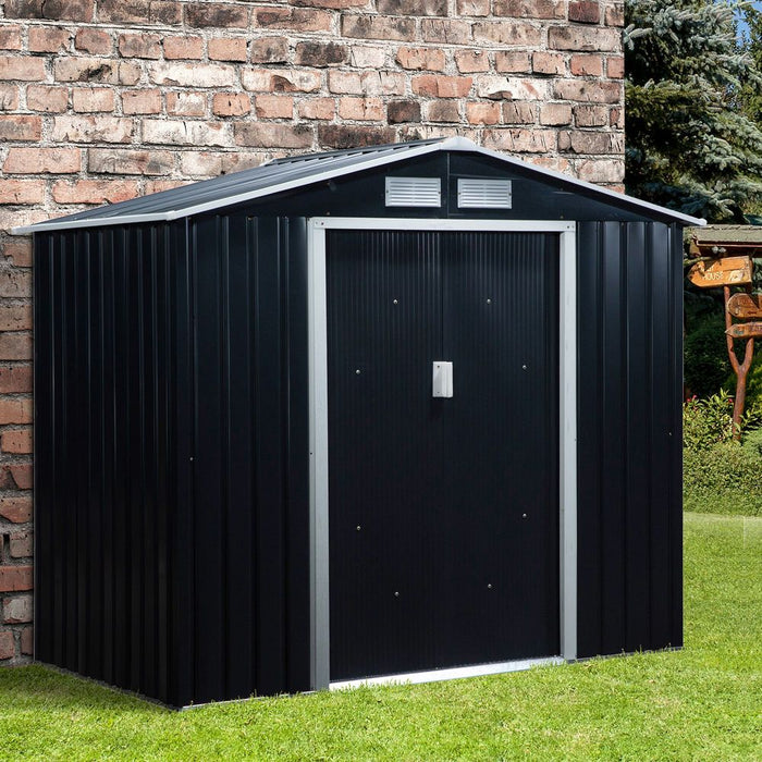 Lockable Garden Shed Large Patio Roofed Foundation 7ft x 4ft,Grey Vent