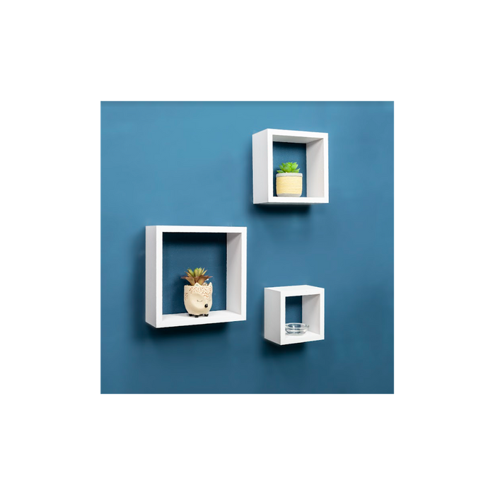 Stylish Set of 3 Cube White Floating Wall Shelf - Best Quality, Expert Craftsmanship