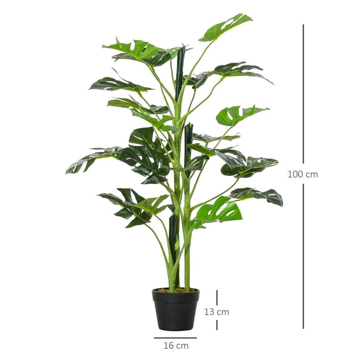 Artificial Monstera Tree  21 Leaves Palm Tree for Indoor Outdoor 1m