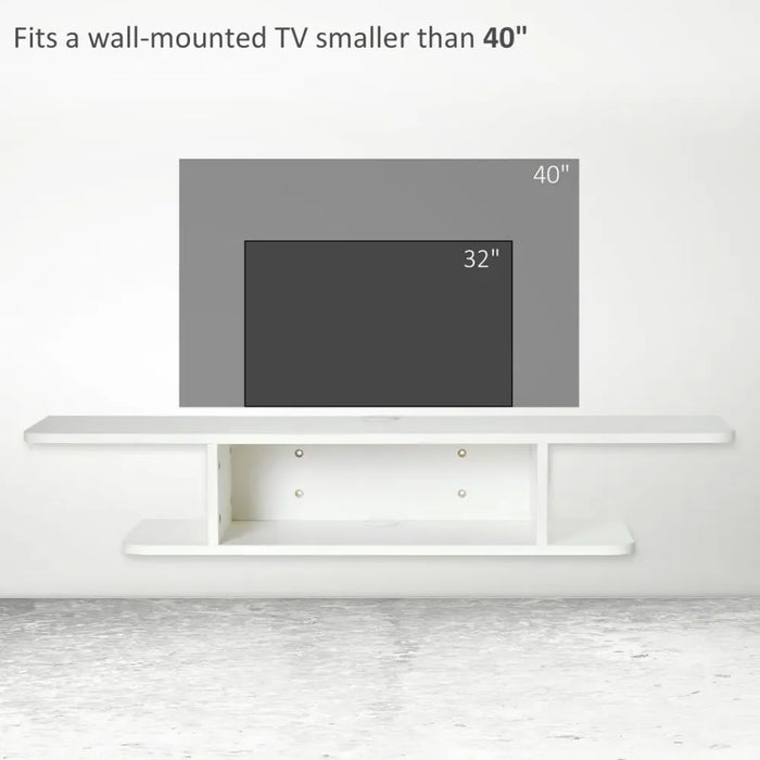 Floating TV Unit Stand Wall Mount Media Console, White - Space-saving, modern design with storage shelf