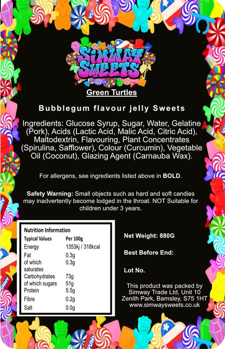 Gummy Turtles - Retro Sweets - Bubblegum Flavoured - Gift Jar - Best Quality - Delicious - Fast Delivery