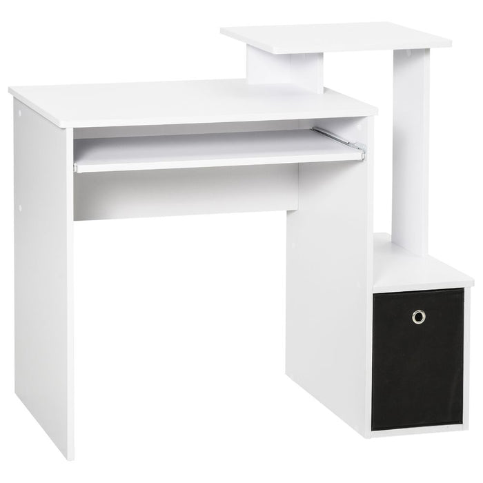 Premium White Computer Desk w/ Drawer, Shelf & Sliding Keyboard Tray - High-Quality & Unique Design!