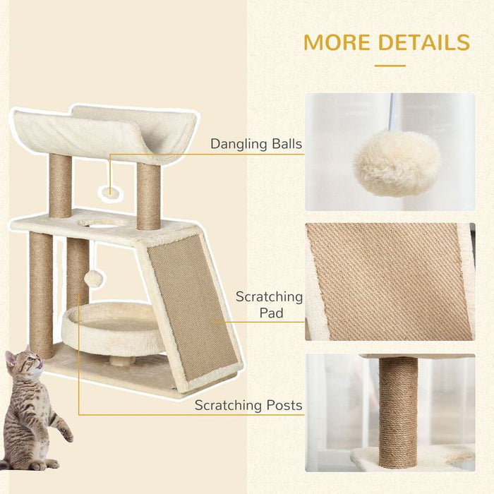 Cat Tree Kitten Tower w/ Scratching Post, Pad, Bed, Perch, Toy Ball