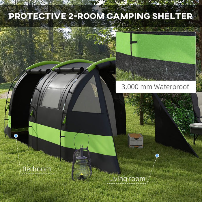 Outsunny Blackout Camping Tent: Bedroom & Living Room, 4-5 Person, Black