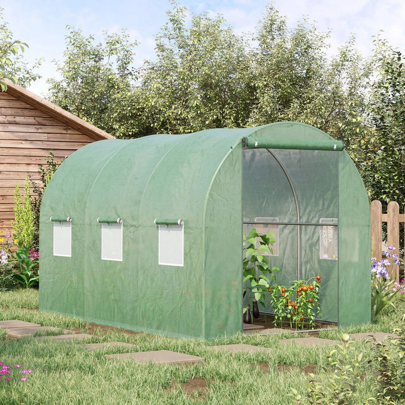 Outsunny Polytunnel Walk-in Greenhouse with Zip Door and Windows - Superior Quality Greenhouse for Optimal Plant Growth