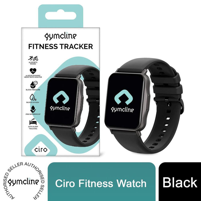 Gymcline Ciro Fitness Tracker: 25 Sports Modes, IP68 Water Resistant, Black