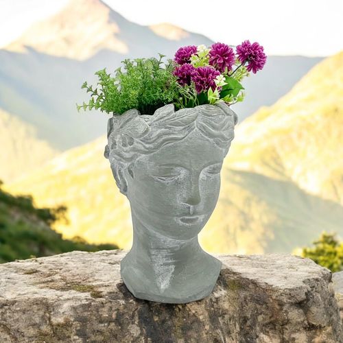 26CM GREY CEMENT BUST POT