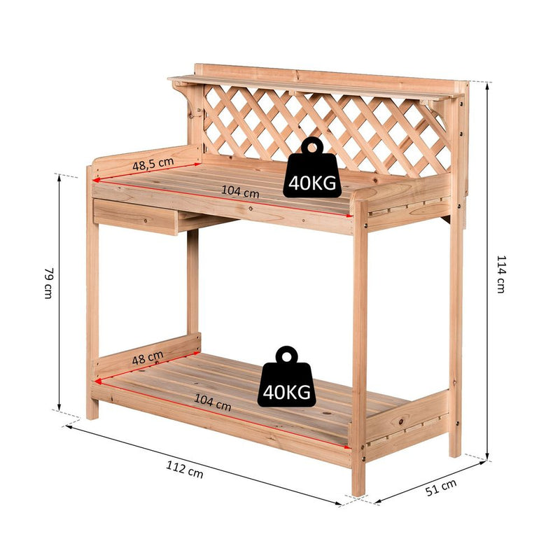 Fir Wood Outdoor Potting Table: Spacious, Storage, Durable. Perfect for Garden, Greenhouse. Tools Included.