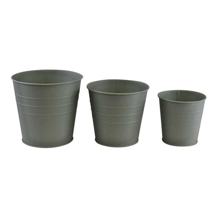 3 Round Metal Planters, Green - High-Quality, 100% Zinc - Perfect for Any Garden!