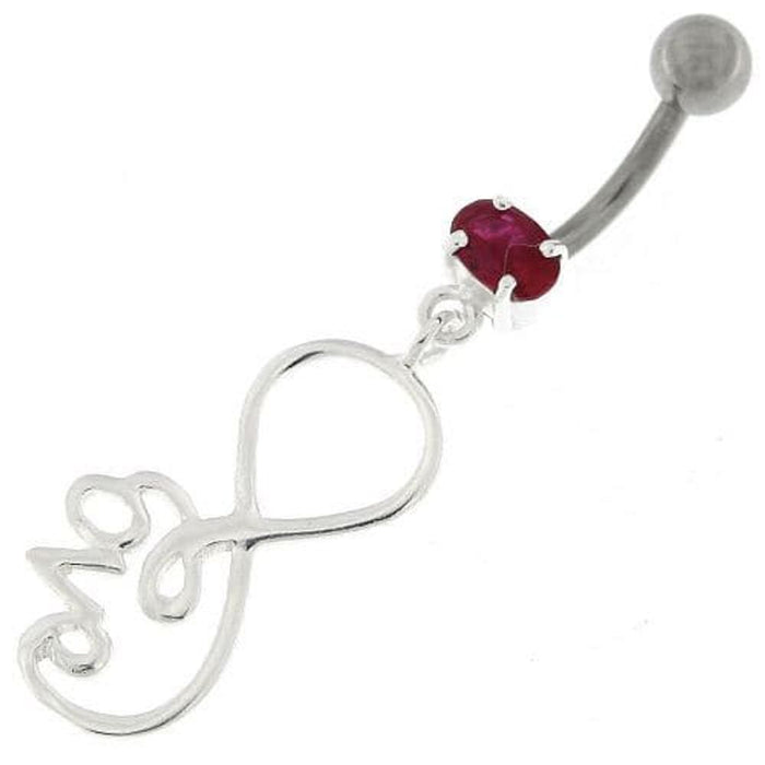 Infinity Love 925 Sterling Silver Belly Button Piercing