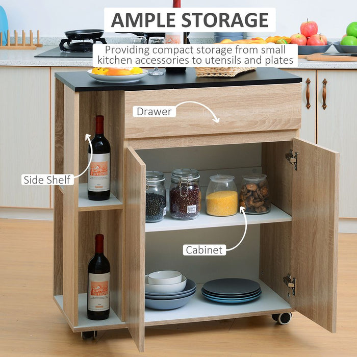 Kitchen Storage Trolley Cart Cupboard Rolling Island Shelves Cabinet Wheels