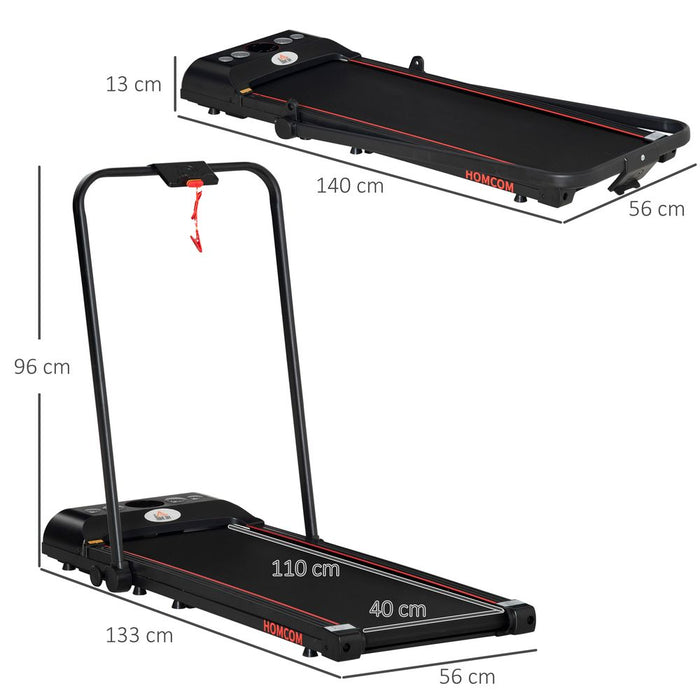 HOMCOM Foldable Walking Treadmill Aerobic Exercise Machine w/LED Display, for Home, Office, Fitness Studio, Training Room