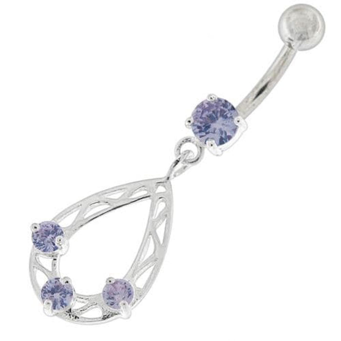 Oval Shape with Triple Stone Jeweled Belly Ring