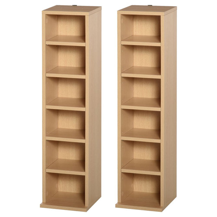 High-Quality CD Media Display Shelf Tower Rack | Adjustable Shelves | Wood Color | Set of 2