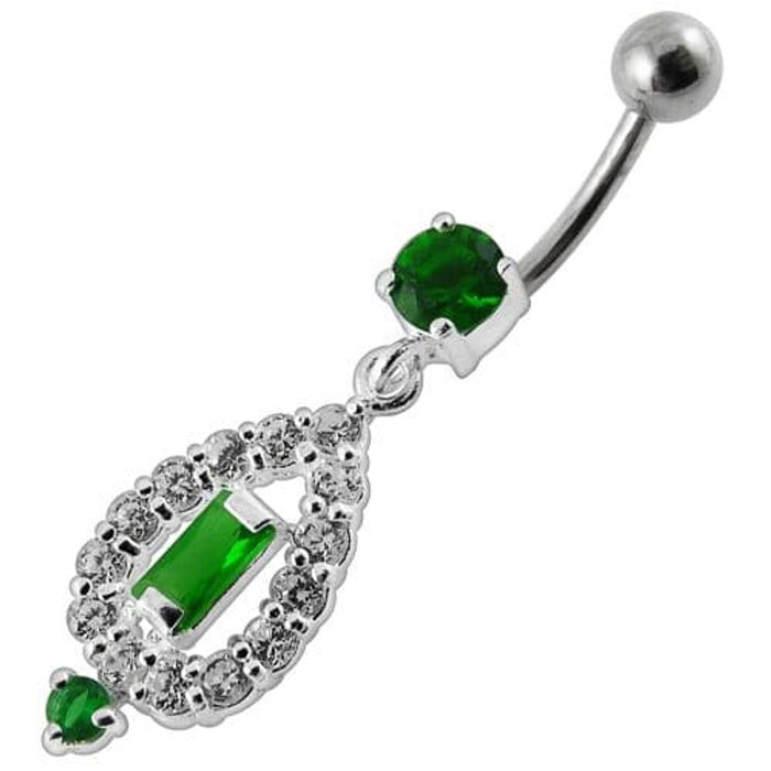 Fancy Vinatge Royal Design Jeweled Dangling Curved Belly Ring