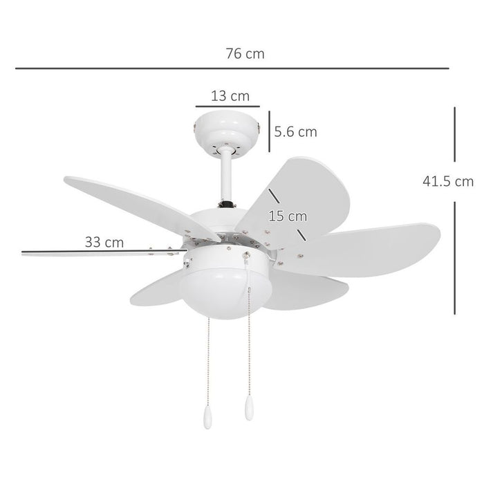 Premium Reversible Ceiling Fan & Light, Pull-chain Switch|HOMCOM