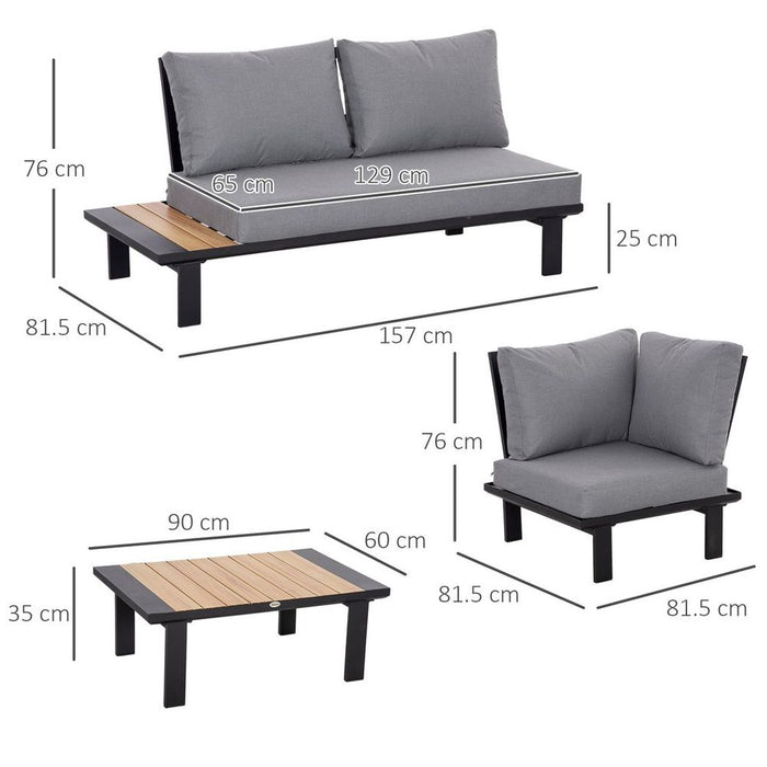 Premium Grey Garden Furniture Set: 4 PCS Conversation Set with Loveseat Table - Best Quality