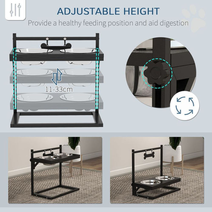 PawHut Adjustable Height Dog Bowl Stand - Perfect for Small, Medium, Large Dogs - Promotes Better Posture & Digestion