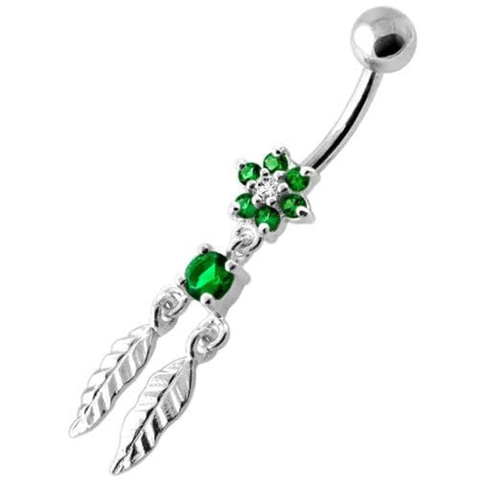 Flower with Dream Catcher Navel belly Bar